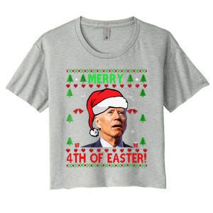 Funny Joe Biden Happy 4th Of Easter Ugly Christmas Funny Women's Crop Top Tee