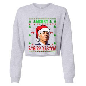 Funny Joe Biden Happy 4th Of Easter Ugly Christmas Funny Cropped Pullover Crew