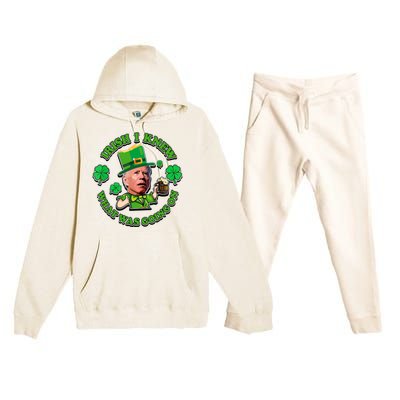 Funny Joe Biden Confused Saint Patricks Day Irish I Knew Premium Hooded Sweatsuit Set