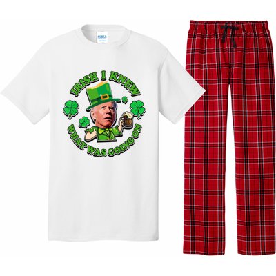 Funny Joe Biden Confused Saint Patricks Day Irish I Knew Pajama Set