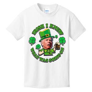 Funny Joe Biden Confused Saint Patricks Day Irish I Knew Kids T-Shirt