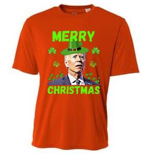 Funny Joe Biden Merry Christmas Confused St Patricks Day Cooling Performance Crew T-Shirt