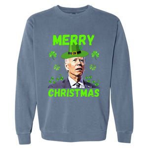 Funny Joe Biden Merry Christmas Confused St Patricks Day Garment-Dyed Sweatshirt