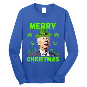 Funny Joe Biden Merry Christmas Confused St Patricks Day Long Sleeve Shirt