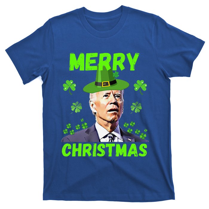 Funny Joe Biden Merry Christmas Confused St Patricks Day T-Shirt