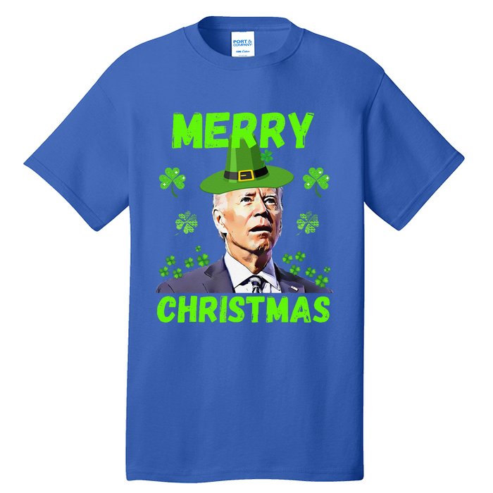 Funny Joe Biden Merry Christmas Confused St Patricks Day Tall T-Shirt