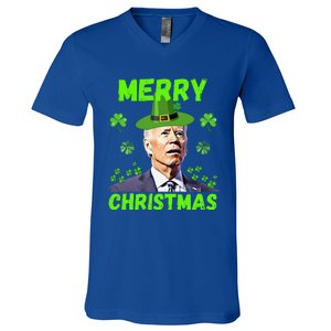 Funny Joe Biden Merry Christmas Confused St Patricks Day V-Neck T-Shirt