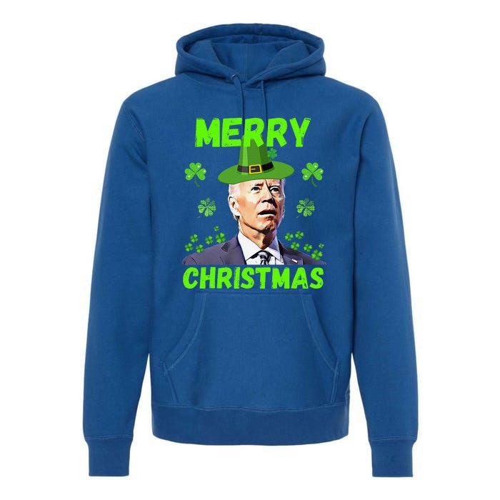 Funny Joe Biden Merry Christmas Confused St Patricks Day Premium Hoodie