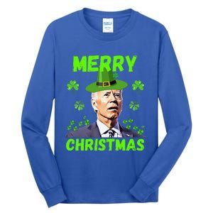 Funny Joe Biden Merry Christmas Confused St Patricks Day Tall Long Sleeve T-Shirt