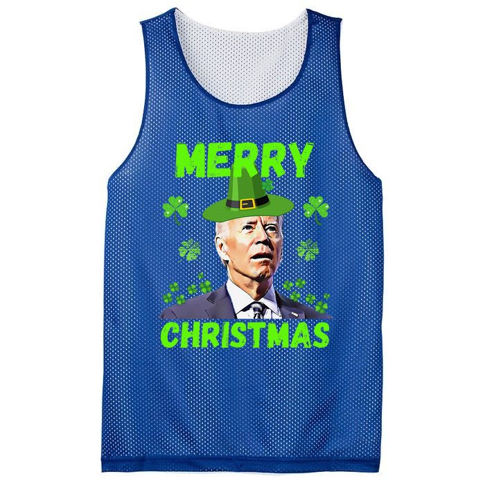 Funny Joe Biden Merry Christmas Confused St Patricks Day Mesh Reversible Basketball Jersey Tank