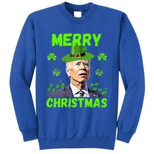 Funny Joe Biden Merry Christmas Confused St Patricks Day Tall Sweatshirt