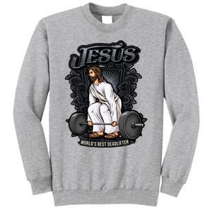 Funny Jesus Christian Weight Lifting Gym Gag Gifts Tall Sweatshirt