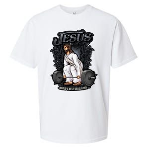 Funny Jesus Christian Weight Lifting Gym Gag Gifts Sueded Cloud Jersey T-Shirt