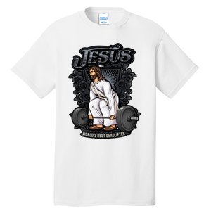 Funny Jesus Christian Weight Lifting Gym Gag Gifts Tall T-Shirt