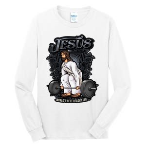 Funny Jesus Christian Weight Lifting Gym Gag Gifts Tall Long Sleeve T-Shirt