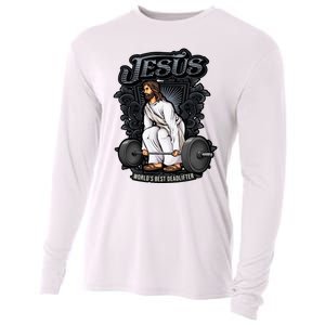 Funny Jesus Christian Weight Lifting Gym Gag Gifts Cooling Performance Long Sleeve Crew