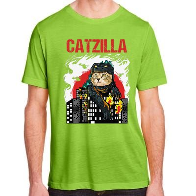 Funny Japanese Catzilla Cat Lover Adult ChromaSoft Performance T-Shirt