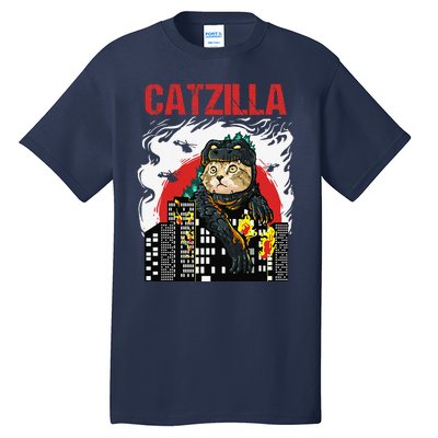 Funny Japanese Catzilla Cat Lover Tall T-Shirt