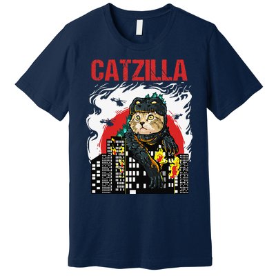 Funny Japanese Catzilla Cat Lover Premium T-Shirt