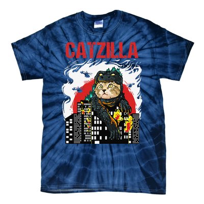 Funny Japanese Catzilla Cat Lover Tie-Dye T-Shirt