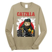 Funny Japanese Catzilla Cat Lover Long Sleeve Shirt