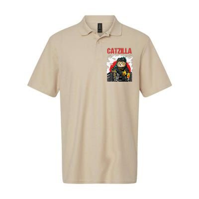 Funny Japanese Catzilla Cat Lover Softstyle Adult Sport Polo