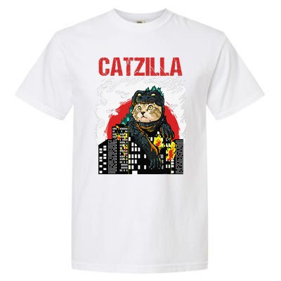 Funny Japanese Catzilla Cat Lover Garment-Dyed Heavyweight T-Shirt