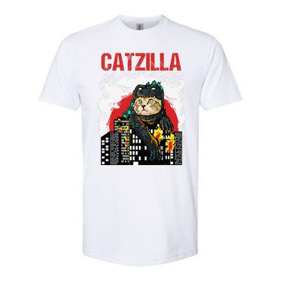 Funny Japanese Catzilla Cat Lover Softstyle CVC T-Shirt