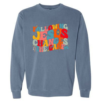 Following Jesus Changes The Game Faith Based Twists And Turns Vbs Crew Garment-Dyed Sweatshirt