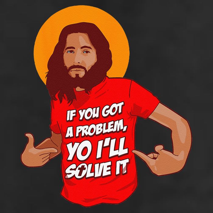 Funny Jesus Christian Meme Yo Ill Solve It Christmas 7 Panel Mesh Trucker Snapback Hat
