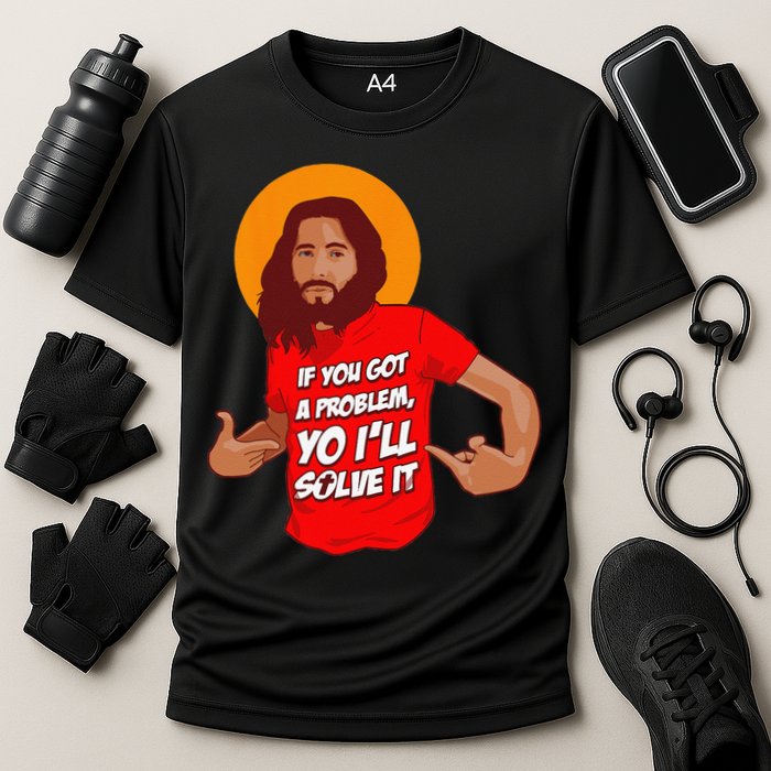 Funny Jesus Christian Meme Yo Ill Solve It Christmas Cooling Performance Crew T-Shirt