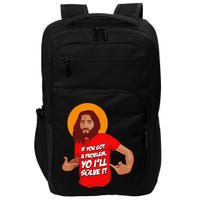 Funny Jesus Christian Meme Yo Ill Solve It Christmas Impact Tech Backpack