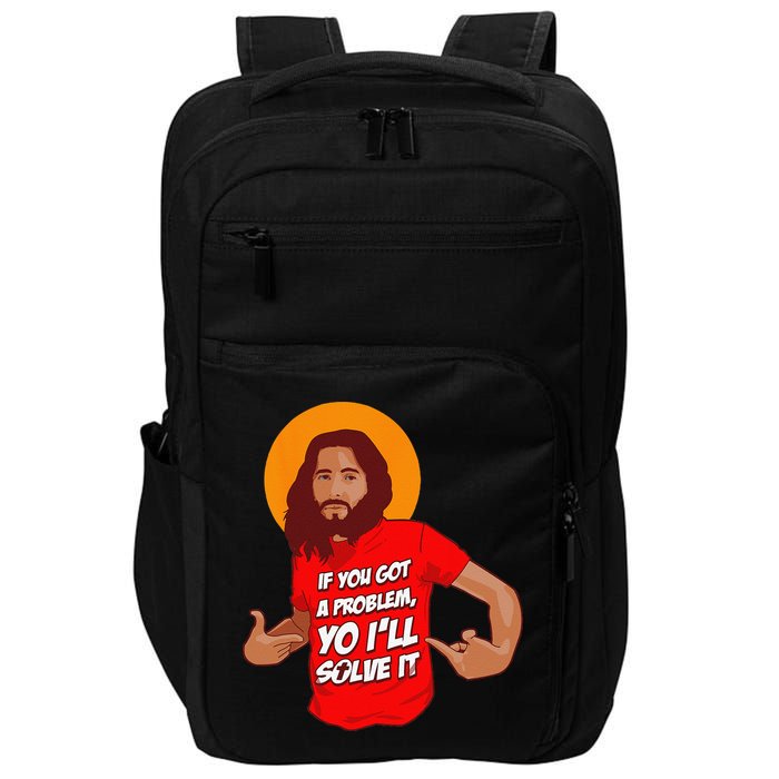Funny Jesus Christian Meme Yo Ill Solve It Christmas Impact Tech Backpack