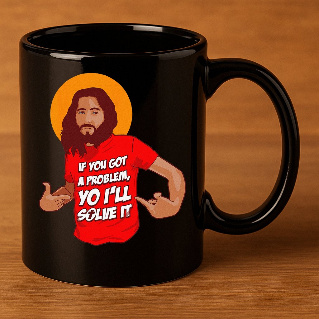 Funny Jesus Christian Meme Yo Ill Solve It Christmas 11oz C Handle Ceramic Mug
