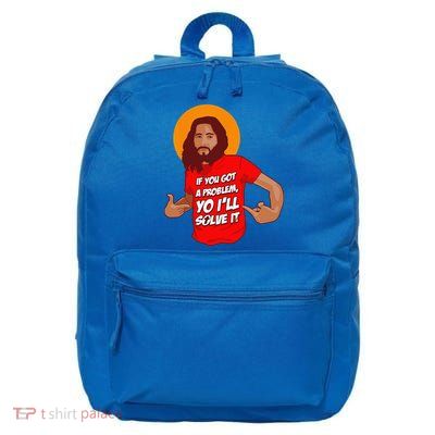 Funny Jesus Christian Meme Yo Ill Solve It Christmas 16 in Basic Backpack