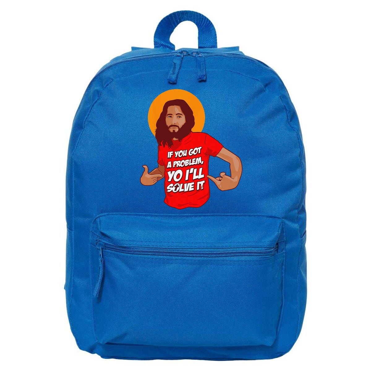 Funny Jesus Christian Meme Yo Ill Solve It Christmas 16 in Basic Backpack