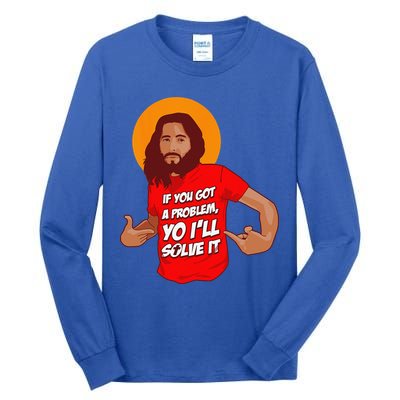 Funny Jesus Christian Meme Yo Ill Solve It Christmas Tall Long Sleeve T-Shirt