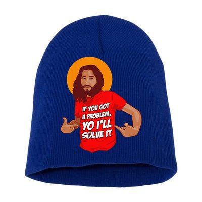Funny Jesus Christian Meme Yo Ill Solve It Christmas Short Acrylic Beanie