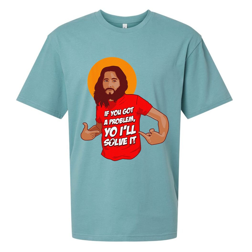 Funny Jesus Christian Meme Yo Ill Solve It Christmas Sueded Cloud Jersey T-Shirt