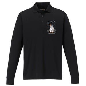 Funny Jesus Christian Weight Lifting Gym Gag Gifts Performance Long Sleeve Polo