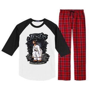 Funny Jesus Christian Weight Lifting Gym Gag Gifts Raglan Sleeve Pajama Set