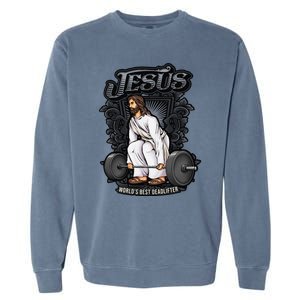 Funny Jesus Christian Weight Lifting Gym Gag Gifts Garment-Dyed Sweatshirt