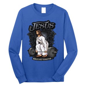 Funny Jesus Christian Weight Lifting Gym Gag Gifts Long Sleeve Shirt