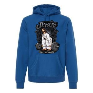 Funny Jesus Christian Weight Lifting Gym Gag Gifts Premium Hoodie