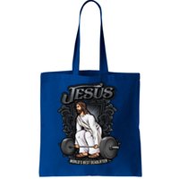 Funny Jesus Christian Weight Lifting Gym Gag Gifts Tote Bag