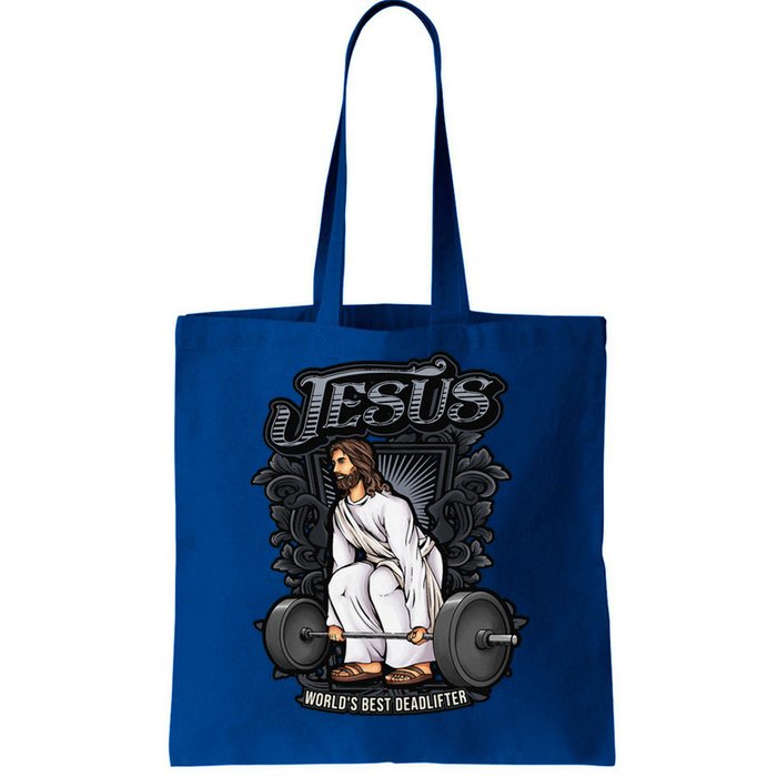 Funny Jesus Christian Weight Lifting Gym Gag Gifts Tote Bag