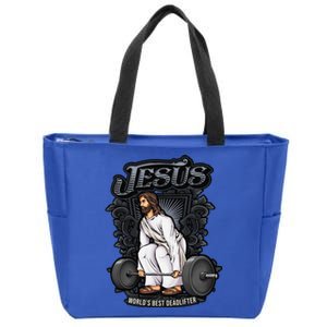 Funny Jesus Christian Weight Lifting Gym Gag Gifts Zip Tote Bag