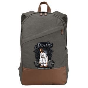 Funny Jesus Christian Weight Lifting Gym Gag Gifts Cotton Canvas Backpack