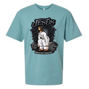 Funny Jesus Christian Weight Lifting Gym Gag Gifts Sueded Cloud Jersey T-Shirt