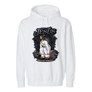 Funny Jesus Christian Weight Lifting Gym Gag Gifts Garment-Dyed Fleece Hoodie